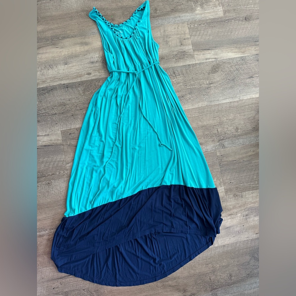 Teal and Navy Maxi maternity Dress